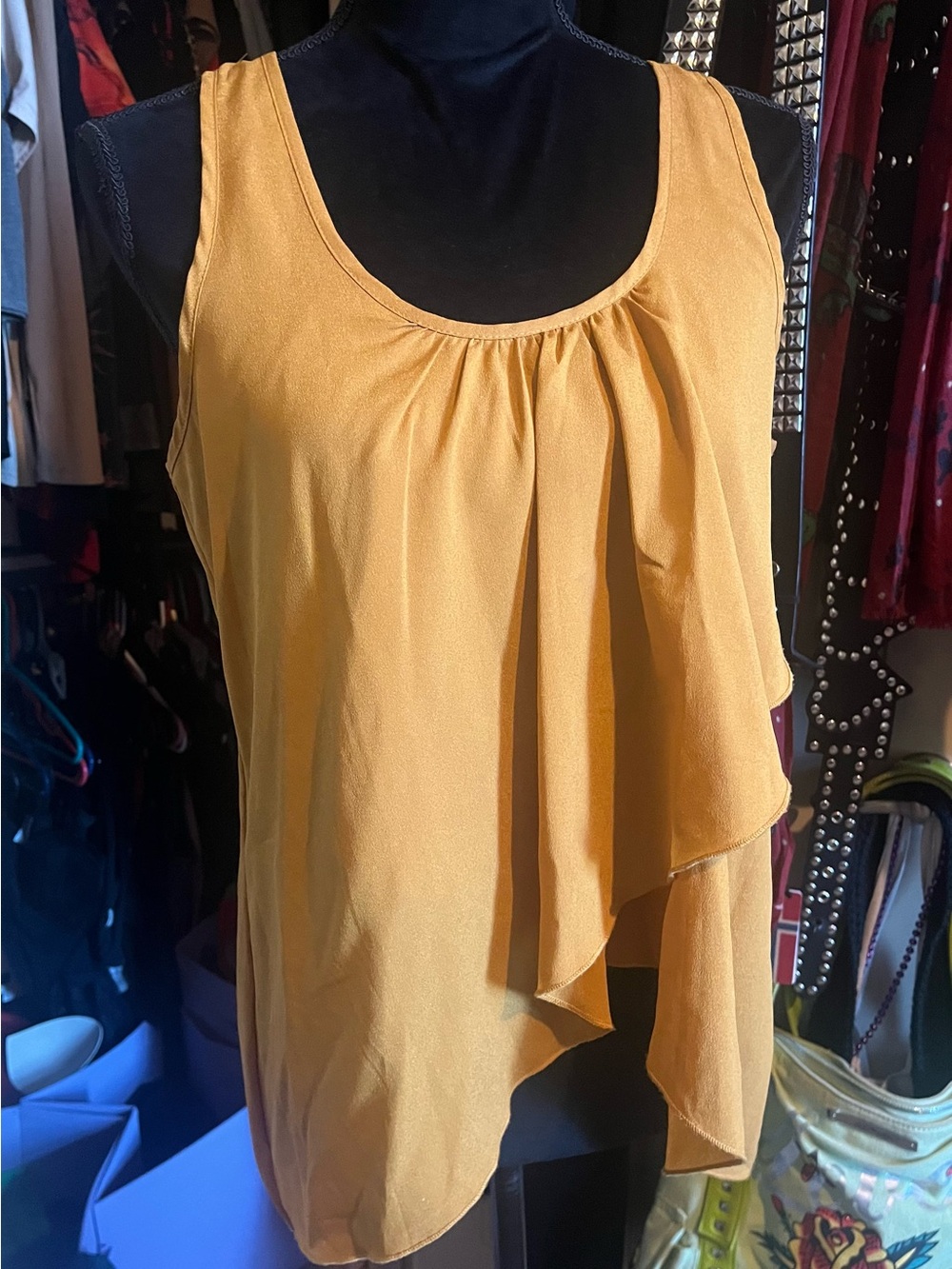 Body Central Mustard Sleeveless Layered Tank Top
